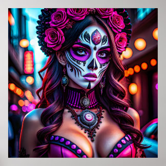 Glamoureus Día de los Muertos Catrina portret met Poster