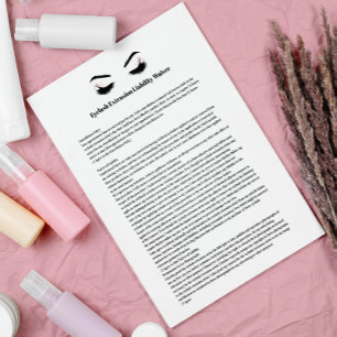 Glamoureus EYELASH EXTENSION Liability Waiver Form Flyer