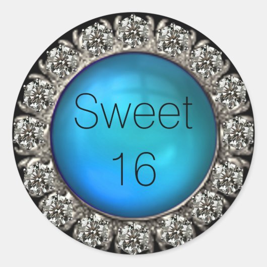 Glamoureus Faux Diamonds Envelope Seal Ronde Sticker (Voorkant)