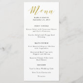 Glamoureus Faux Gold Classic Bruiloft Menu (Voorkant)