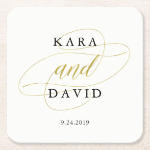 Glamoureus Faux Gold Classic Weddenschap Vierkante Kartonnen Onderzetter