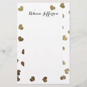 Glamoureus Faux Gold Hearts Patroon Briefpapier