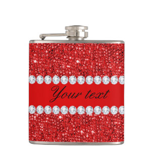 Glamoureus Faux Red Sequins en Diamonds Heupfles