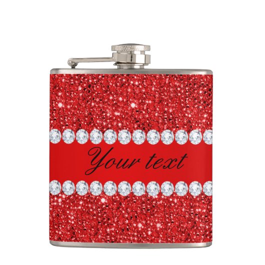 Glamoureus Faux Red Sequins en Diamonds Heupfles (Voorkant)