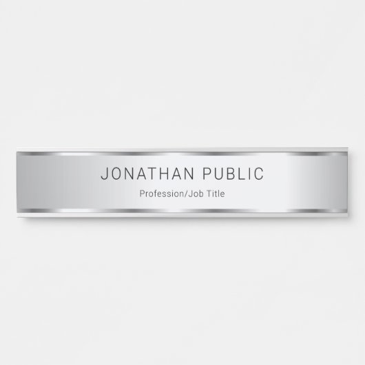 Glamoureus Faux Silver Elegant Moderne Sjabloon Deurbordje (Voorkant)