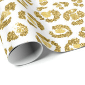 Glamoureus Faux Sparkly Gold Leopard Cadeaupapier (Rol Hoek)