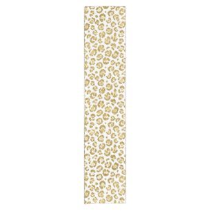 Glamoureus Faux Sparkly Gold Leopard Korte Tafelloper