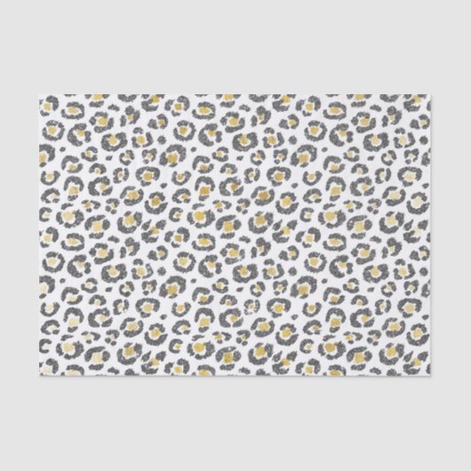 Glamoureus Faux Sparkly Gold & Silver Leopard Tissuepapier (Voorkant)