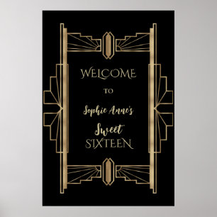 Glamoureus Gatsby Art Deco SWEET 16 uit 1920 Poster
