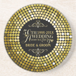 Glamoureus Glitter 50th Wedding Jubileum 2 Zandsteen Onderzetter