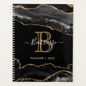Glamoureus Glitter Agate Black Gold Monogram Planner (Voorkant)