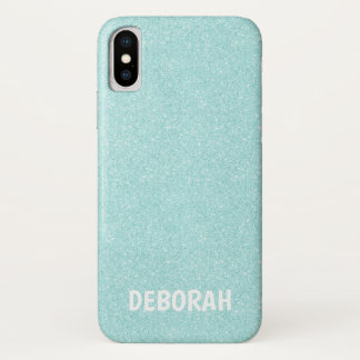 Glamoureus Glitter Aquamarine| Girly Lady Boss iPhone X Hoesje