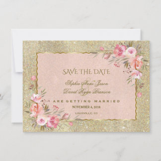 Glamoureus Glitter Blush Bloemen Save The Date