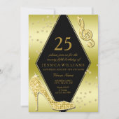 Glamoureus Glitzy Gold 25th Birthday Kaart (Voorkant)