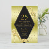 Glamoureus Glitzy Gold 25th Birthday Kaart (Staand voorkant)