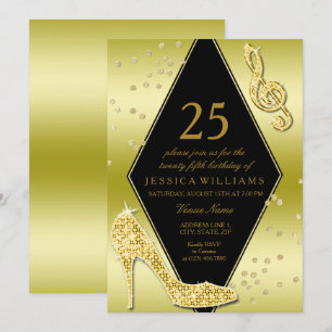 Glamoureus Glitzy Gold 25th Birthday Kaart