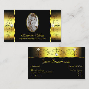 Glamoureus Gold Black Squiggins met foto's Visitekaartje