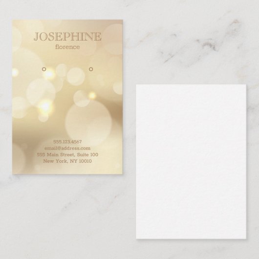 Glamoureus Gold Bokeh Jewelry Earring Display Visitekaartje (Voorkant / Achterkant)