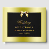 Glamoureus Gold Bow & Black Wedding Gastenboek (Voorkant)