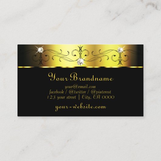 Glamoureus Gold en Black Squiggins Visitekaartje (Achterkant)