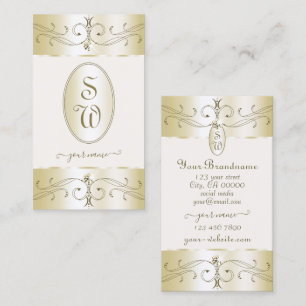 Glamoureus Gold en  Cream-Ornamenten monogram Visitekaartje
