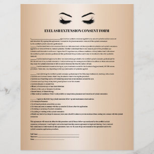 Glamoureus Gold EYELASH EXTENSION CONSENT FORM Flyer
