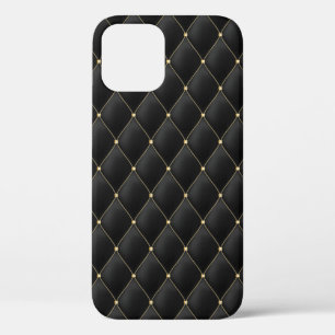 Glamoureus Gold-gestudeerd zwart gelaagd patroonpa iPhone 12 Hoesje