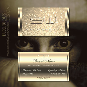 Glamoureus Gold Glitter 3D Initiaal Golden Effects Visitekaartje