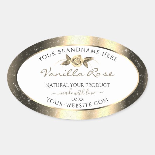 Glamoureus Gold Glitter Floral White Product Label (Voorkant)