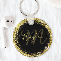 Glamoureus Gold Glitter Monogram Naam zwart