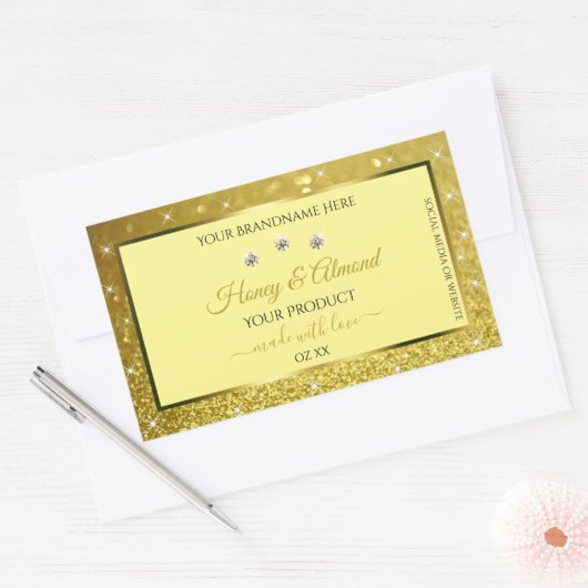 Glamoureus Gold Glitter Product Labels Rhinestones (Envelop)