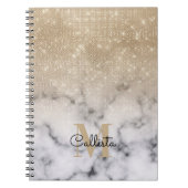 Glamoureus Gold Glitter White Marble Ombre Monogra Notitieboek (Voorkant)