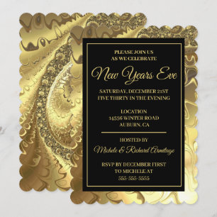 Glamoureus Gold New Years Uitnodiging