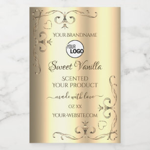 Glamoureus Gold Product Labels - hoeken - Logo Voedselcontainer Etiket