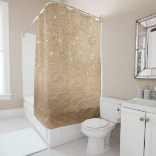 Glamoureus Gold Sparkly Glitter Foil Ombre Gradien Douchegordijn