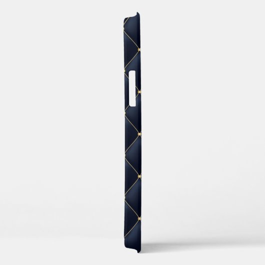 Glamoureus Gold Stud Navy Quilted Pattern Case-Mate iPhone Case (Achterkant / Rechts)