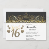Glamoureus Gold Sweet 16 Uitnodiging (Voorkant)