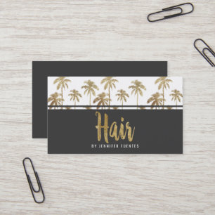Glamoureus Gold Tropical Palm Trees Hair Stylist Visitekaartje