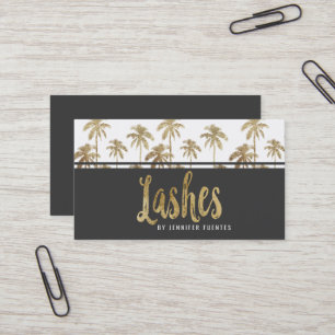 Glamoureus Gold Tropical Palm Trees Lashes Visitekaartje