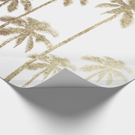 Glamoureus Gold Tropical Palm Trees op wit Cadeaupapier (Hoek)