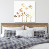 Glamoureus Gold Tropical Palm Trees op wit Canvas Afdruk (Insitu (Slaapkamer))