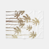 Glamoureus Gold Tropical Palm Trees op wit Fleece Deken (Voorkant (Horizontaal))