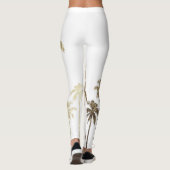 Glamoureus Gold Tropical Palm Trees op wit Leggings (Achterkant)