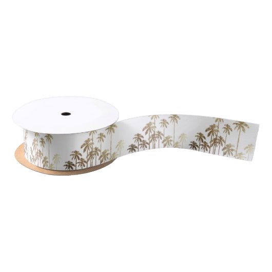 Glamoureus Gold Tropical Palm Trees op wit Lint (Spoel)