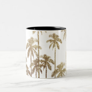 Glamoureus Gold Tropical Palm Trees op wit Tweekleurige Koffiemok