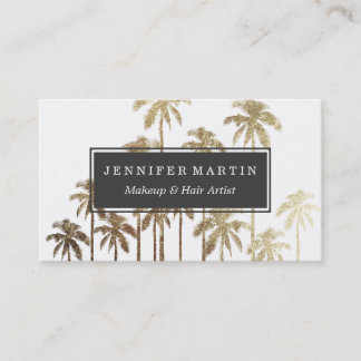 Glamoureus Gold Tropical Palm Trees op wit Visitekaartje