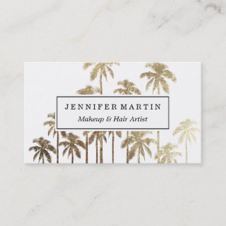 Glamoureus Gold Tropical Palm Trees op wit Visitekaartje