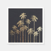 Glamoureus Gold Tropical Palm Trein op zwart Servet (Voorkant)