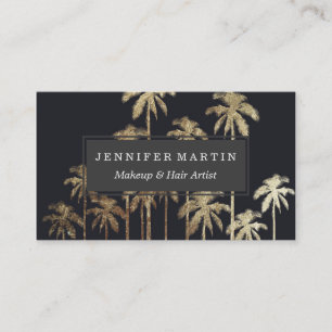 Glamoureus Gold Tropical Palm Trein op zwart Visitekaartje