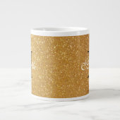 Glamoureus goud glitter monogram extra groot forma extra grote beker (Voorkant)
